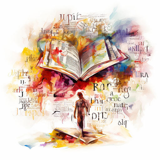 Impressionistic dictionary clipart on white background