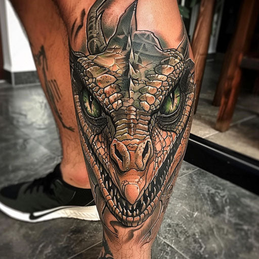 Realism tattoos of a dragon's face