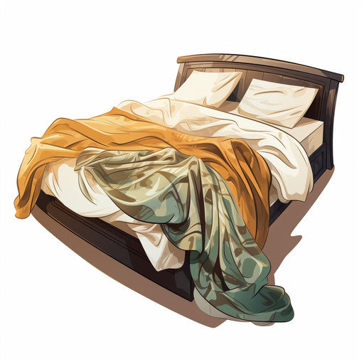 Bed drawing in the style of Chiaroscuro Art, on white background