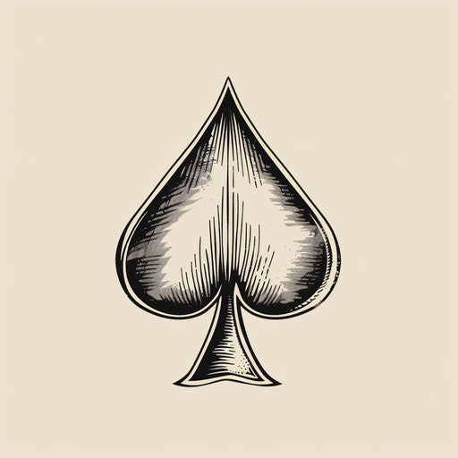 Minimalist sketch of a spade with clean lines and subtle shading in a flat clipart style