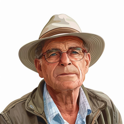 Photo realistic uncle clipart with flat white background