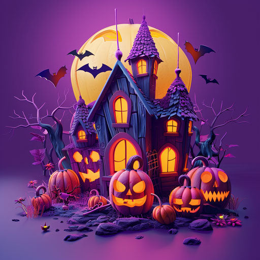 Cheerful Halloween clipart on bright magenta background