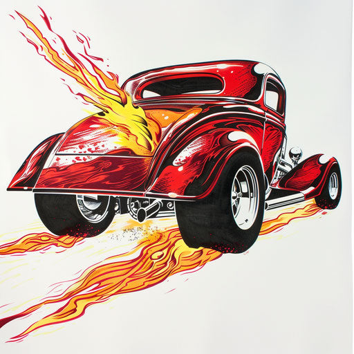 Hot rod car tattoo from the 1950s