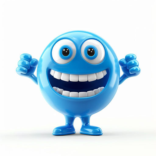 Smiling face in blue material on white background