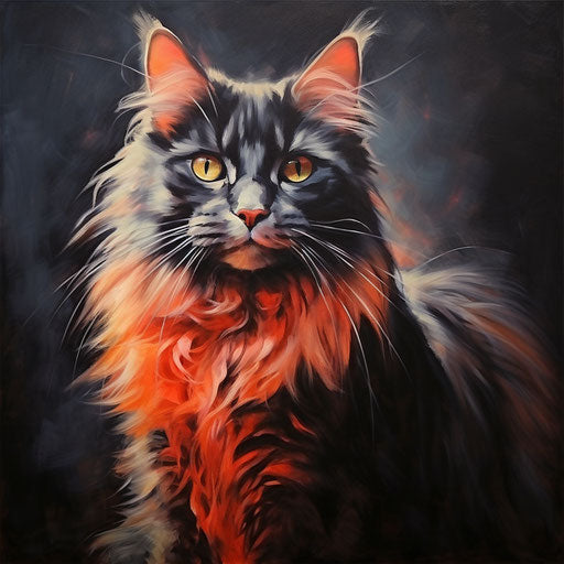 Norwegian forest cat oil painting