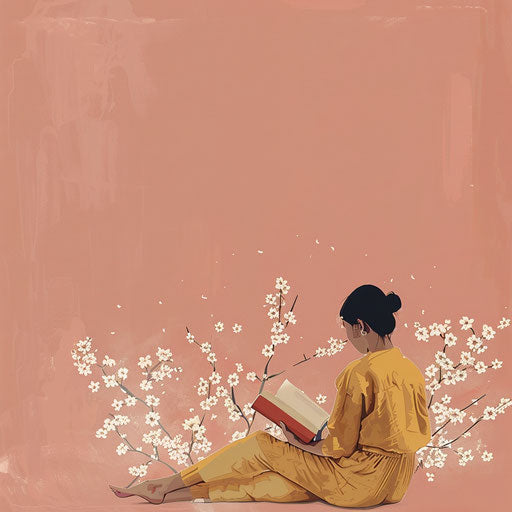 Realistic reading clipart on dusky rose background