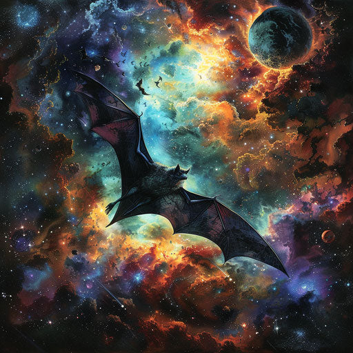 Bat exploring vibrant, star-filled galaxy