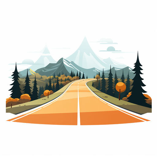 Minimalist road illustration on white background