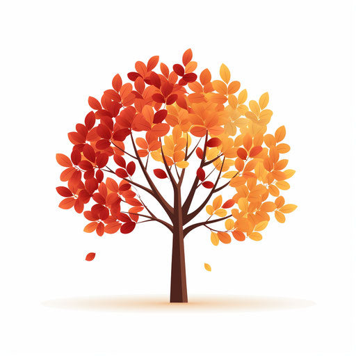 Autumn tree in Minimalist style, on white background