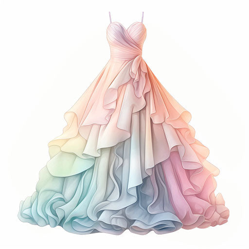 Illustration of dress in the style of Pastel Colors Art