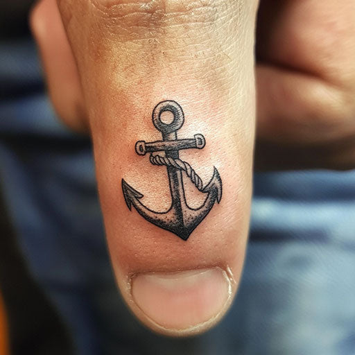 Anchor tattoo with rope motif, Sailor Jerry style