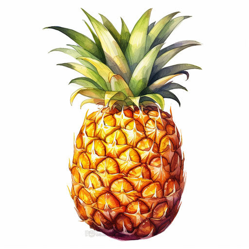 Pineapple clipart in the style of oil painting, on a white background