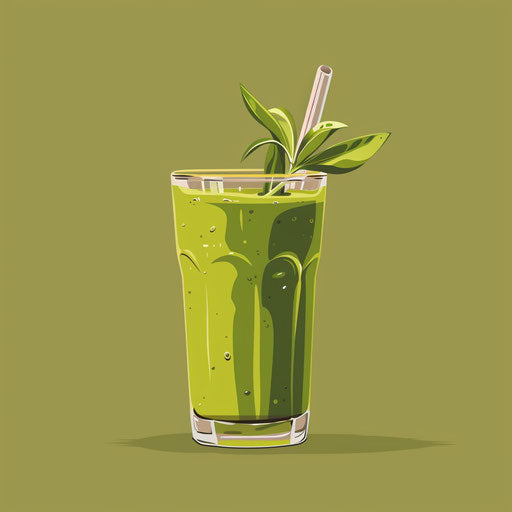 Realistic juice clipart with muted olive background