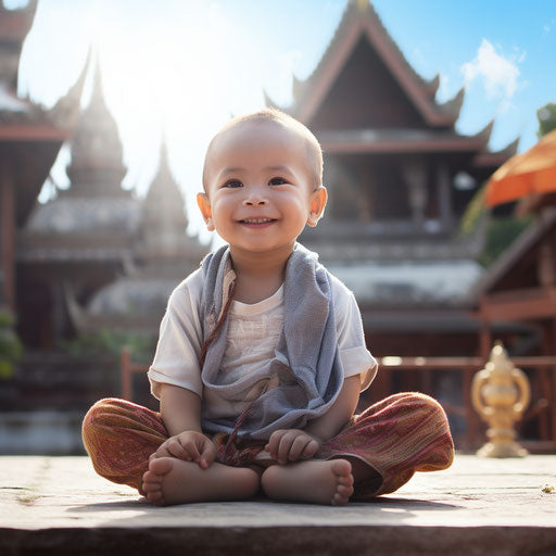 Thai child enjoying outside of a temple