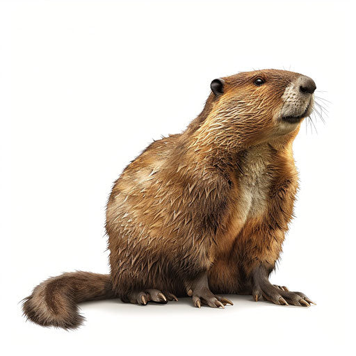 Beaver illustration in realistic style on white background with soft lighting