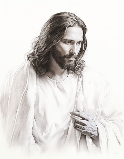 Jesus drawing of the heart, ambient occlusion style, portrait iconography 25:32