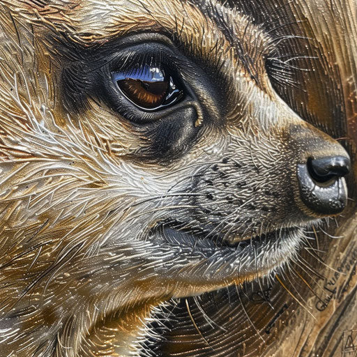 Intricate details and textures of meerkat's face, emotional depth
