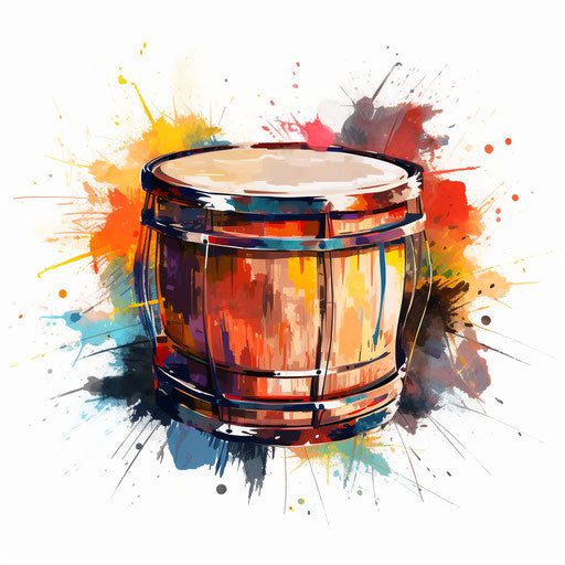 Drum clipart in the style of Oil painting, on a white background