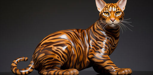 Bengal Cat, October 15, 2016, in the style of Iberê Camargo, dark brown and gold, highly polished surfaces, Magewave, Toyen 39:19