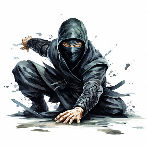 Ninja clipart in the style of an Oil painting