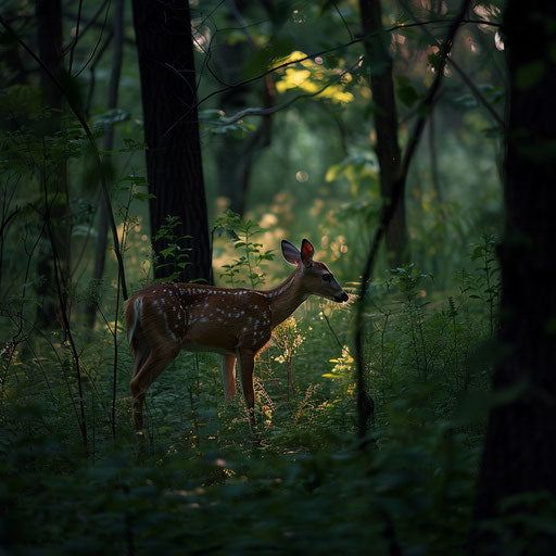 Secret glade in the white-tailed deer habitat, where deer gather at dusk.