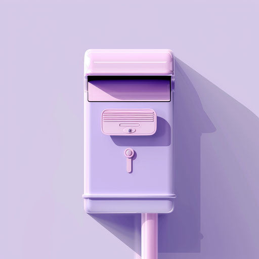 Mailbox with realistic touch on soft lavender background