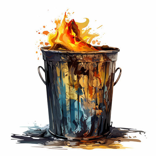 Trash can clipart in the style of Oil painting, on a white background