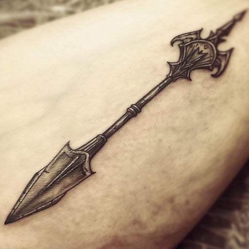 Medieval arrow tattoo on detailed white canvas