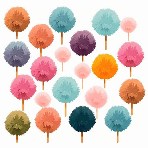 Minimalist style pom pom illustration, on white background