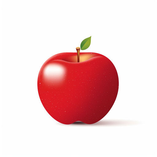 Red apple illustration in minimalist style, on white background