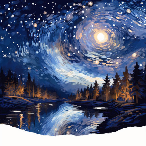 Night sky in Oil painting style, on a white background