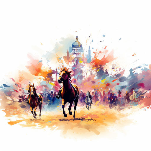 Festival in Impressionistic Art Style, on White Background