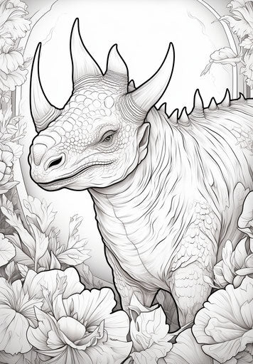 Triceratops coloring page, comic art style, animated gifs, tondo 23:33