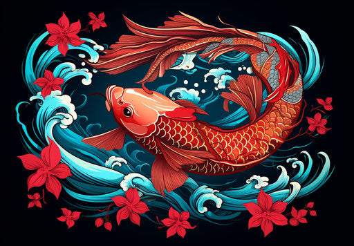 Japanese koi fish design red stylized tattoo