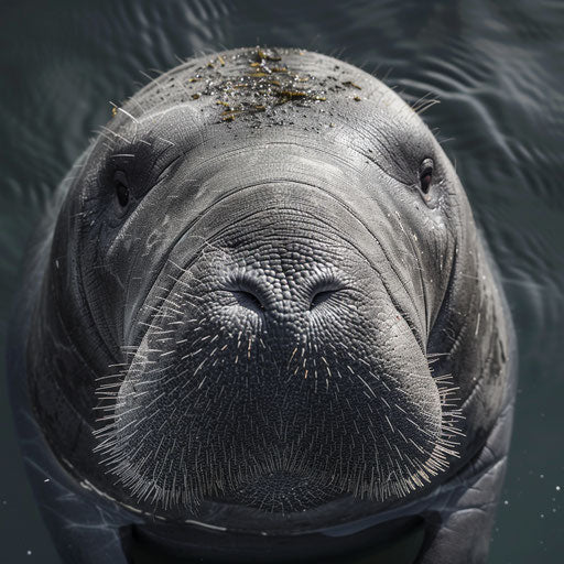 Playful close-up of a manatee