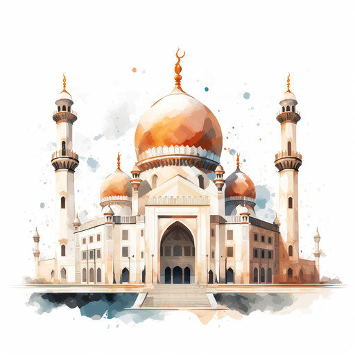 Mosque illustration in the style of oil painting