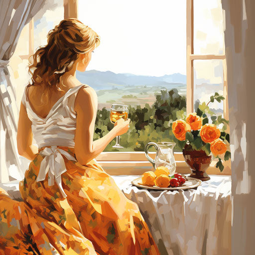 Good afternoon clipart in the style of Oil painting, on a white background