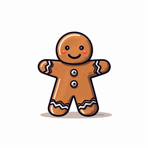 Minimalist style gingerbread clipart on white background