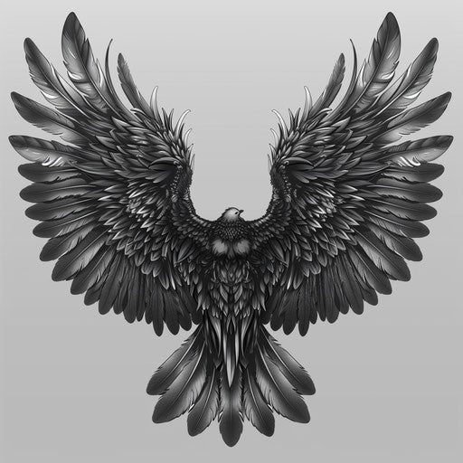 Realistic clip art illustration with a flat random background and detailed wings