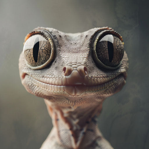Curious gecko lizard, in the style of Elke Vogelsang
