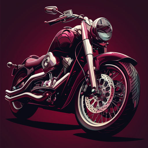 Realistic motor clipart on a rich burgundy background