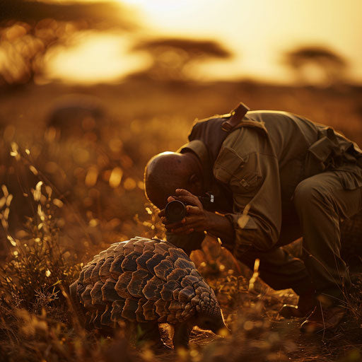 Pangolin photographer capturing wildlife in the African savanna