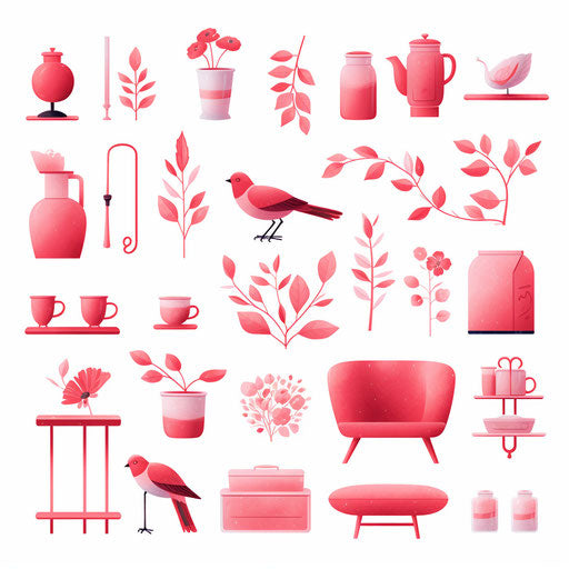 Pink clipart in Minimalist style, on white background