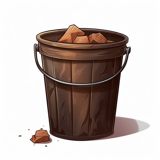 Dustbin clipart in the style of chiaroscuro art, on white background