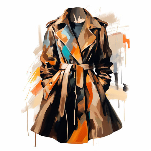 Oil painting coat on white background