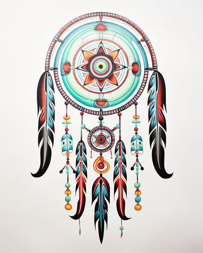 Dream catcher in sentimental realism style with simple designs