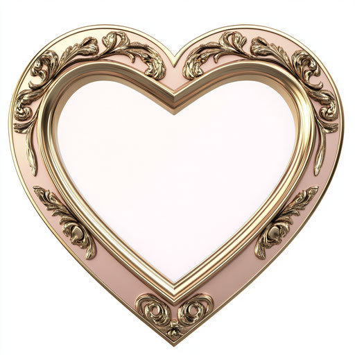 Heart-shaped photo frames, realistic, high resolution