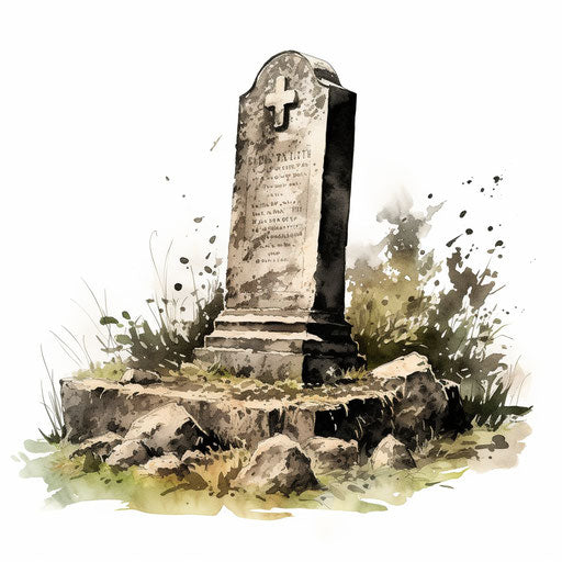 Tombstone illustration in the style of Impressionistic Art