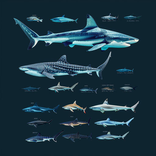 Various shark species and their sizes compared