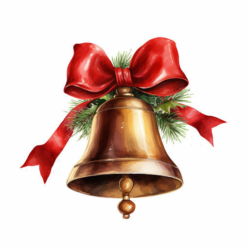 Christmas bell clipart in the style of Chiaroscuro Art, on white background